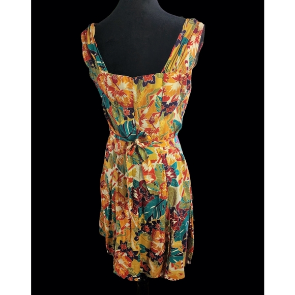 ◆ Vintage 80s Tropical Print Dress - Picture 3 of 4